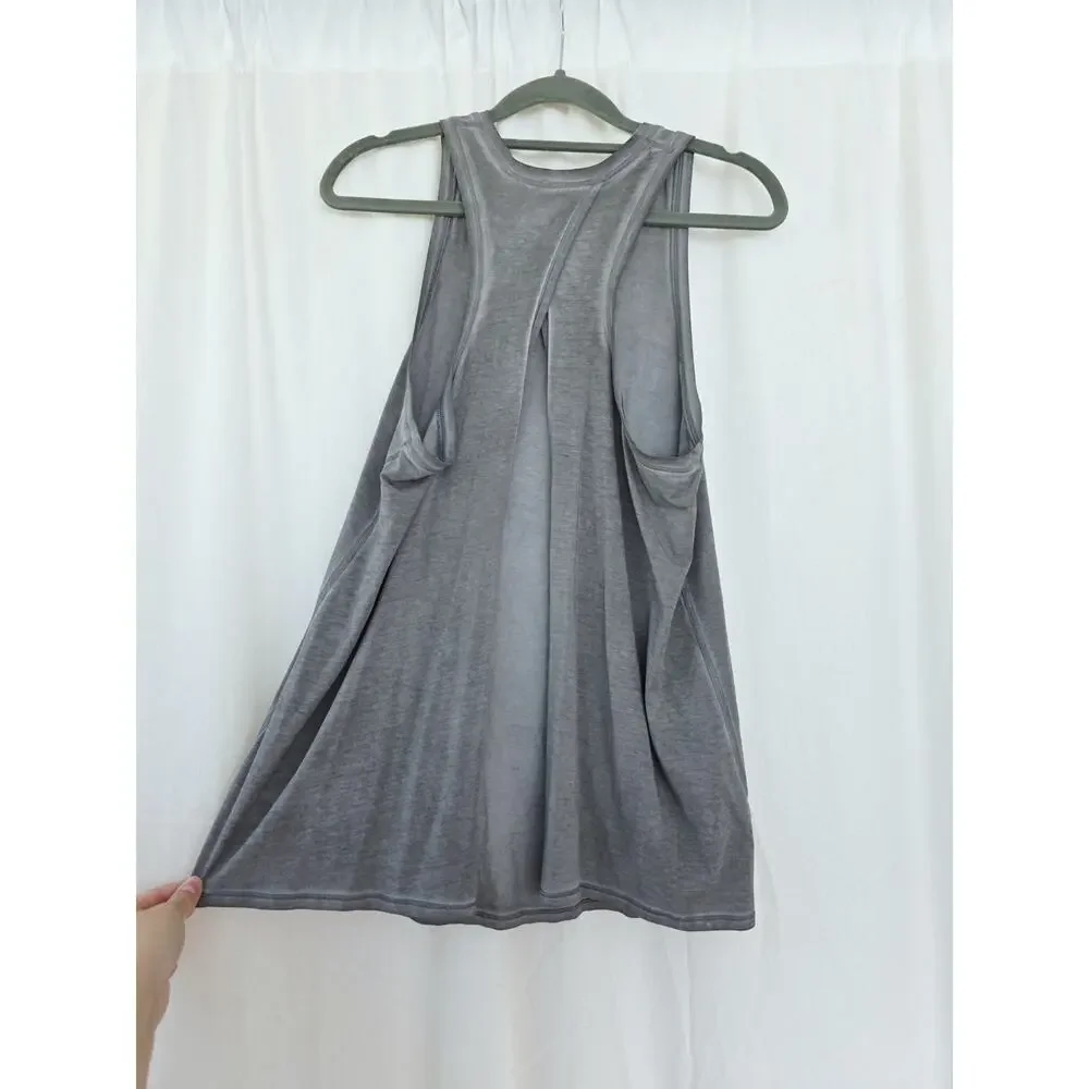 Lululemon Tank Size 6 Gray All Tied Up Split Back - Picture 5 of 6